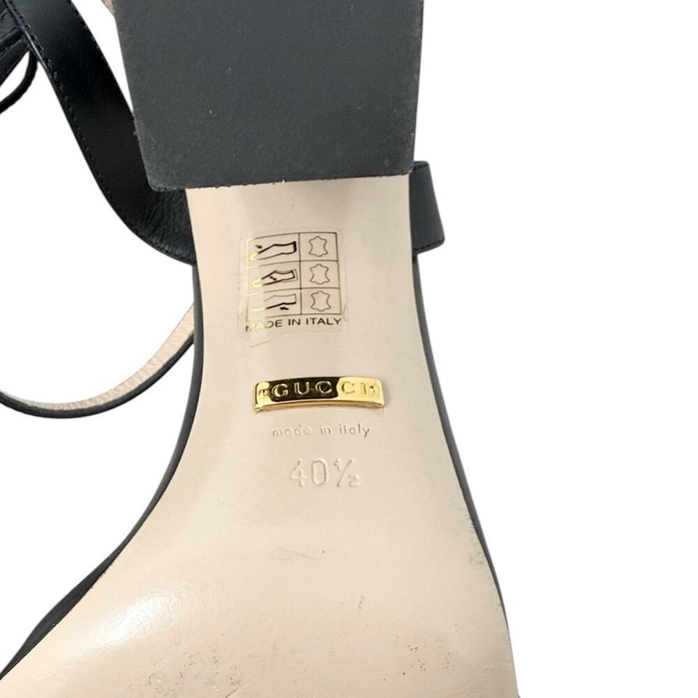 Gucci Marmont Sandals Black Leather Interlocking GG Size 40.5 - Picture 9 of 10